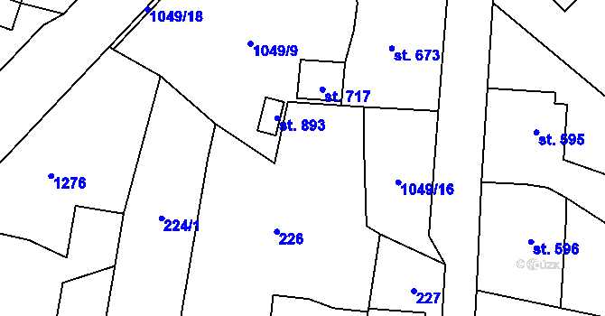 Parcela st. 1049/3 v KÚ Jablonné v Podještědí, Katastrální mapa