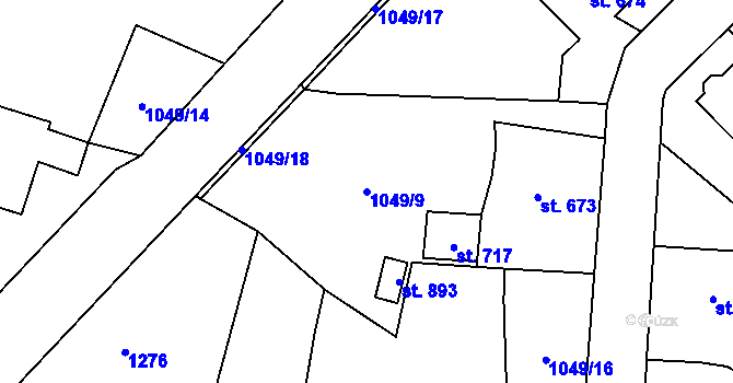 Parcela st. 1049/9 v KÚ Jablonné v Podještědí, Katastrální mapa