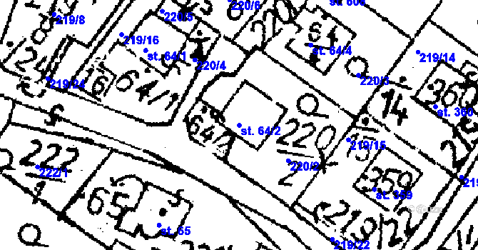 Parcela st. 64/2 v KÚ Markvartice v Podještědí, Katastrální mapa