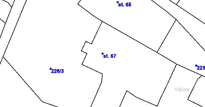 Parcela st. 67 v KÚ Markvartice v Podještědí, Katastrální mapa