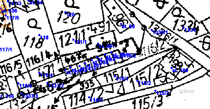 Parcela st. 95/3 v KÚ Markvartice v Podještědí, Katastrální mapa