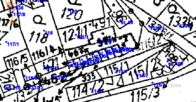 Parcela st. 95/4 v KÚ Markvartice v Podještědí, Katastrální mapa