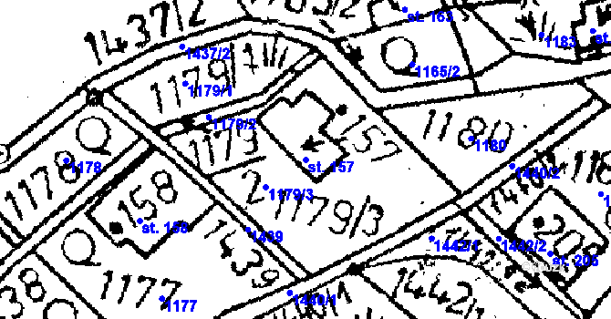 Parcela st. 157 v KÚ Markvartice v Podještědí, Katastrální mapa