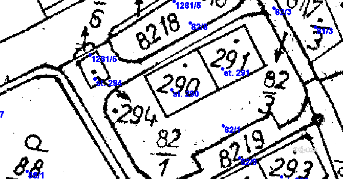 Parcela st. 290 v KÚ Markvartice v Podještědí, Katastrální mapa