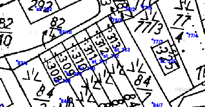Parcela st. 312 v KÚ Markvartice v Podještědí, Katastrální mapa