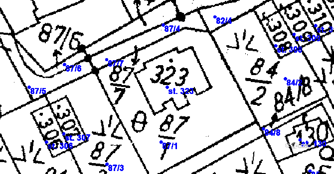 Parcela st. 323 v KÚ Markvartice v Podještědí, Katastrální mapa