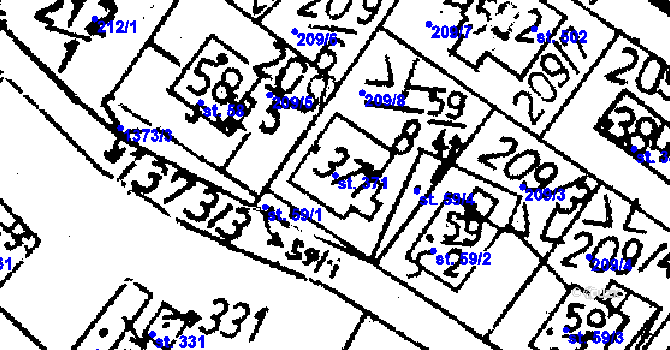 Parcela st. 371 v KÚ Markvartice v Podještědí, Katastrální mapa