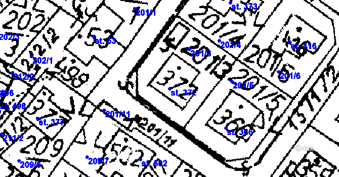 Parcela st. 372 v KÚ Markvartice v Podještědí, Katastrální mapa