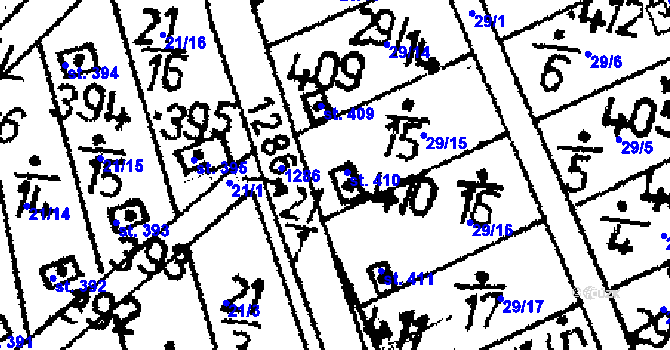 Parcela st. 410 v KÚ Markvartice v Podještědí, Katastrální mapa