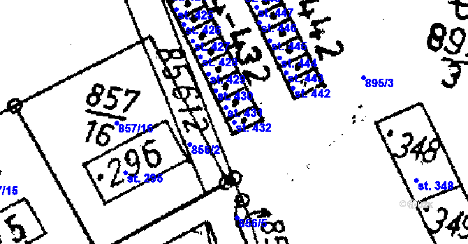 Parcela st. 432 v KÚ Markvartice v Podještědí, Katastrální mapa