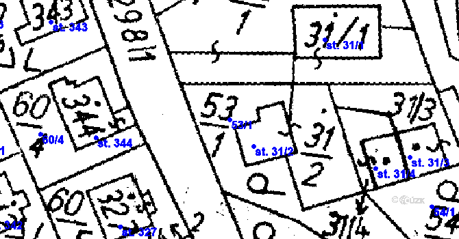 Parcela st. 53/1 v KÚ Markvartice v Podještědí, Katastrální mapa