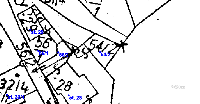 Parcela st. 54/2 v KÚ Markvartice v Podještědí, Katastrální mapa