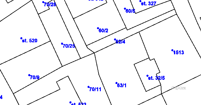 Parcela st. 62/1 v KÚ Markvartice v Podještědí, Katastrální mapa