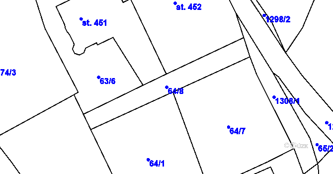 Parcela st. 64/8 v KÚ Markvartice v Podještědí, Katastrální mapa