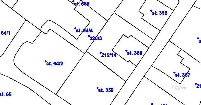 Parcela st. 219/14 v KÚ Markvartice v Podještědí, Katastrální mapa