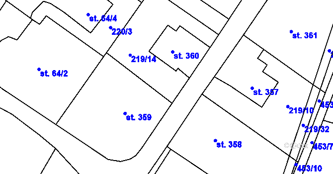 Parcela st. 219/23 v KÚ Markvartice v Podještědí, Katastrální mapa