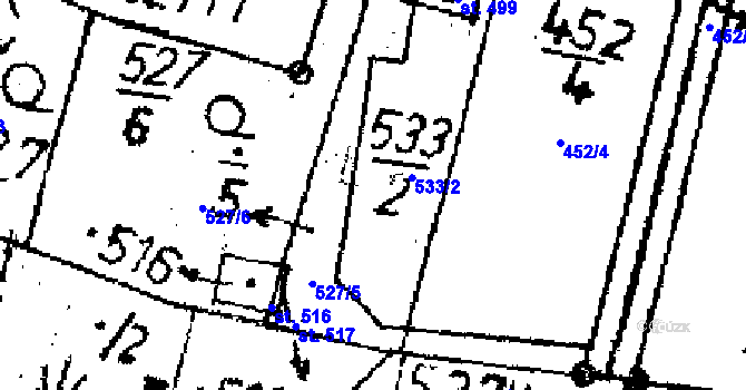 Parcela st. 533/2 v KÚ Markvartice v Podještědí, Katastrální mapa