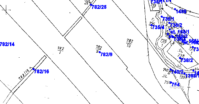 Parcela st. 782/9 v KÚ Markvartice v Podještědí, Katastrální mapa