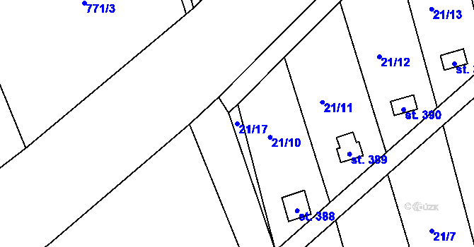 Parcela st. 21/17 v KÚ Markvartice v Podještědí, Katastrální mapa