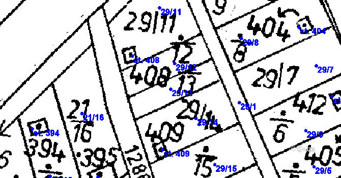 Parcela st. 29/13 v KÚ Markvartice v Podještědí, Katastrální mapa