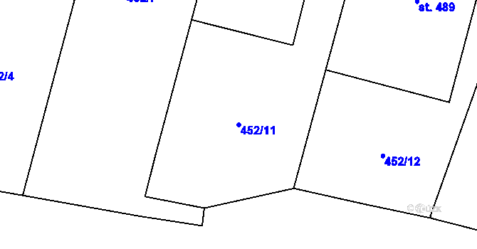 Parcela st. 452/11 v KÚ Markvartice v Podještědí, Katastrální mapa