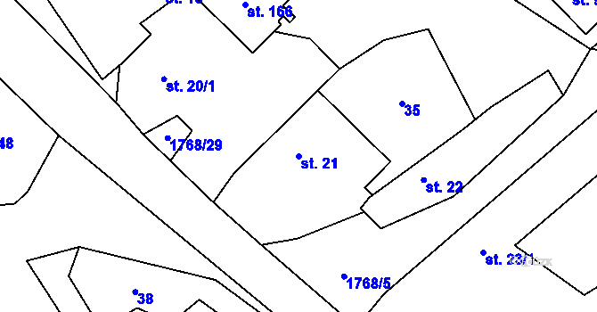 Parcela st. 21 v KÚ Jabloňov u Velkého Meziříčí, Katastrální mapa