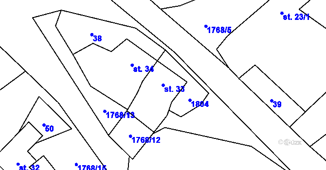 Parcela st. 33 v KÚ Jabloňov u Velkého Meziříčí, Katastrální mapa