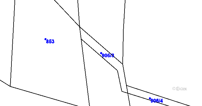 Parcela st. 906/3 v KÚ Jabloňov u Velkého Meziříčí, Katastrální mapa