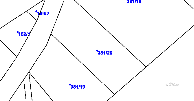 Parcela st. 381/20 v KÚ Jabloňov u Velkého Meziříčí, Katastrální mapa