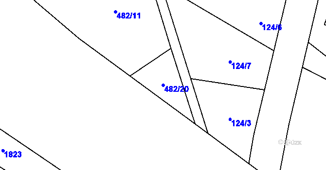 Parcela st. 482/20 v KÚ Jabloňov u Velkého Meziříčí, Katastrální mapa