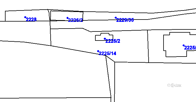 Parcela st. 2225/14 v KÚ Jablůnka, Katastrální mapa