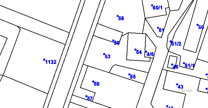Parcela st. 53 v KÚ Jablůnka, Katastrální mapa