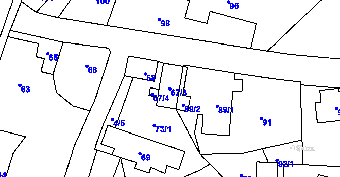 Parcela st. 67 v KÚ Jablůnka, Katastrální mapa