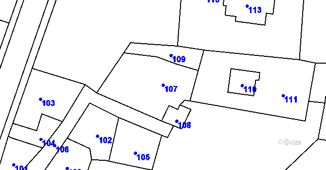 Parcela st. 107 v KÚ Jablůnka, Katastrální mapa