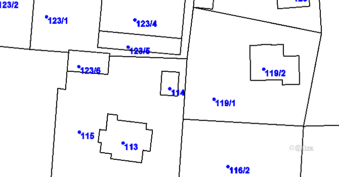 Parcela st. 114 v KÚ Jablůnka, Katastrální mapa