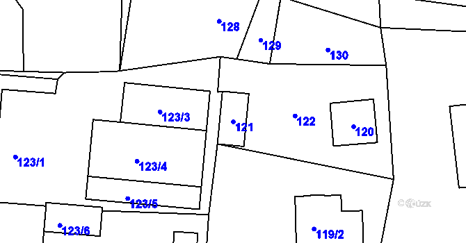 Parcela st. 121 v KÚ Jablůnka, Katastrální mapa
