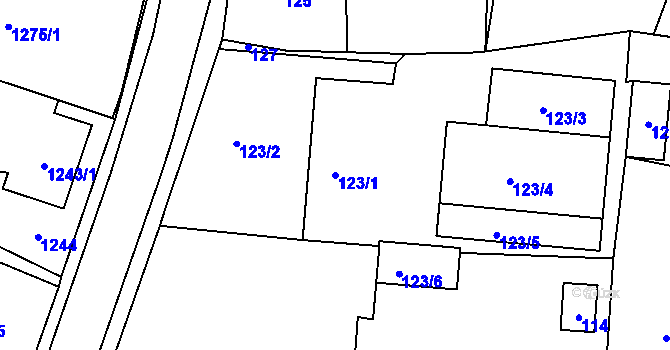 Parcela st. 123/1 v KÚ Jablůnka, Katastrální mapa