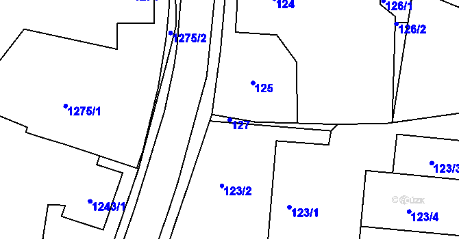 Parcela st. 127 v KÚ Jablůnka, Katastrální mapa