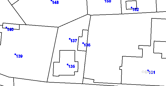Parcela st. 136 v KÚ Jablůnka, Katastrální mapa