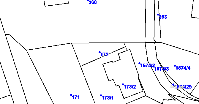 Parcela st. 172 v KÚ Jablůnka, Katastrální mapa