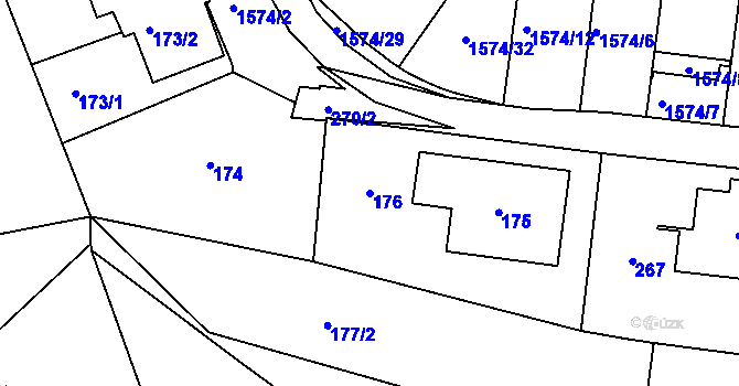 Parcela st. 176 v KÚ Jablůnka, Katastrální mapa