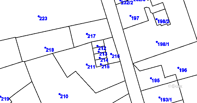 Parcela st. 213 v KÚ Jablůnka, Katastrální mapa