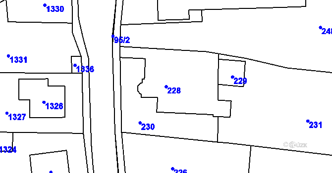 Parcela st. 228 v KÚ Jablůnka, Katastrální mapa