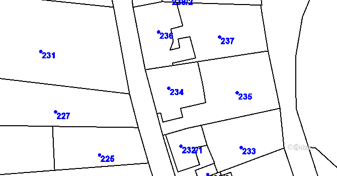 Parcela st. 234 v KÚ Jablůnka, Katastrální mapa