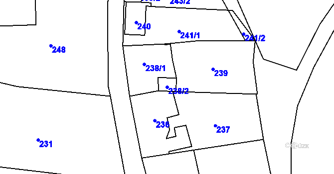 Parcela st. 238/2 v KÚ Jablůnka, Katastrální mapa