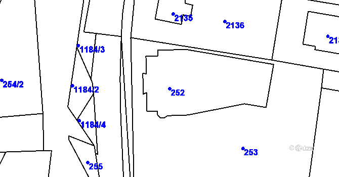 Parcela st. 252 v KÚ Jablůnka, Katastrální mapa