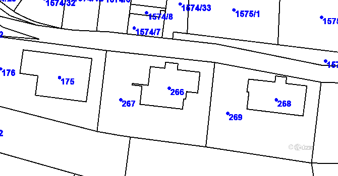 Parcela st. 266 v KÚ Jablůnka, Katastrální mapa