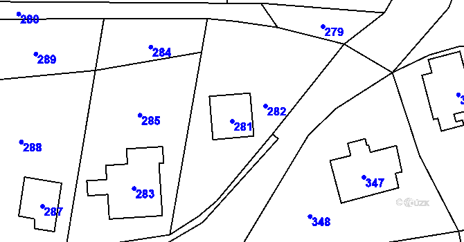 Parcela st. 281 v KÚ Jablůnka, Katastrální mapa