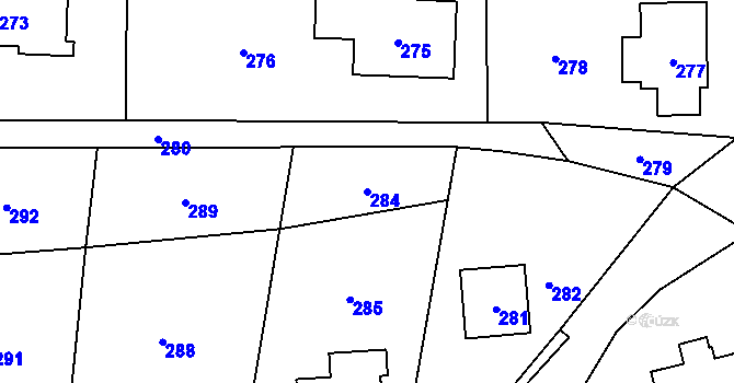 Parcela st. 284 v KÚ Jablůnka, Katastrální mapa