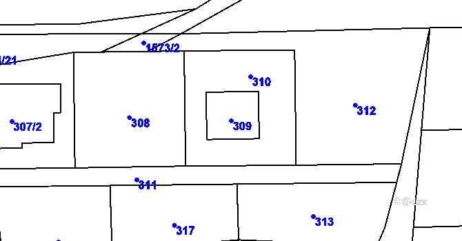 Parcela st. 309 v KÚ Jablůnka, Katastrální mapa